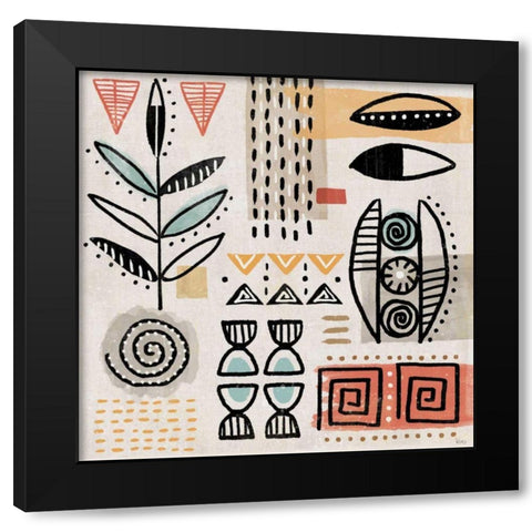 Tribal Tones V Black Modern Wood Framed Art Print with Double Matting by Charron, Veronique