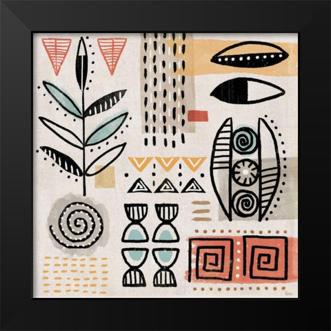 Tribal Tones V Black Modern Wood Framed Art Print by Charron, Veronique