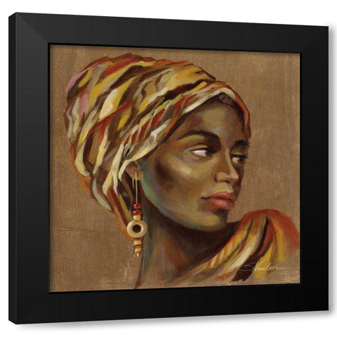 African Beauty I Black Modern Wood Framed Art Print with Double Matting by Vassileva, Silvia