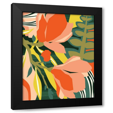 Blossoming Green Black Modern Wood Framed Art Print by Gallagher, Megan