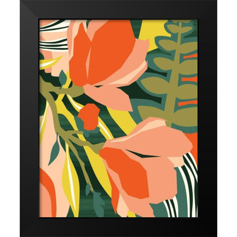 Blossoming Green Black Modern Wood Framed Art Print by Gallagher, Megan
