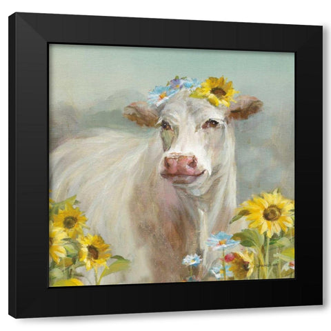 A Cow in a Crown Black Modern Wood Framed Art Print by Nai, Danhui