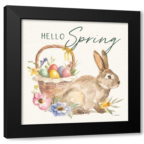 Happy Easter VII Hello Pineneedle Green Black Modern Wood Framed Art Print with Double Matting by Vassileva, Silvia