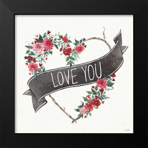 Love You I Black Banner Black Modern Wood Framed Art Print by Tavoletti, Anne