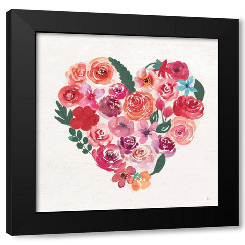 Petals of Love I Dark Black Modern Wood Framed Art Print by Aiken, Jess