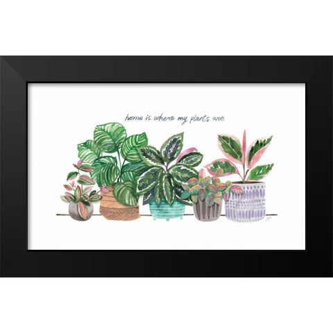 Happy House Plants I Black Modern Wood Framed Art Print by Panganiban, Karyn