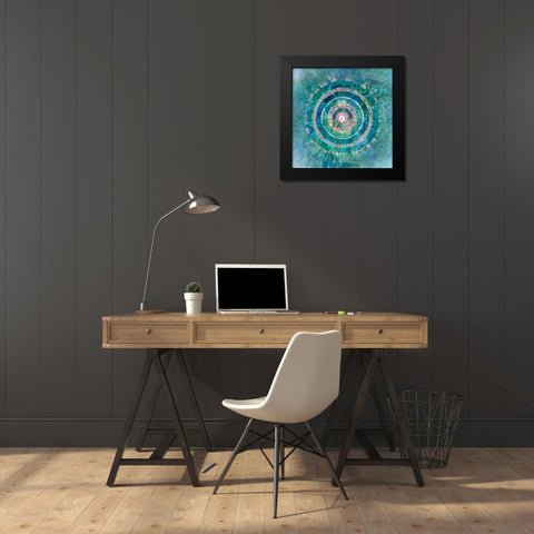 Ocean Mandala Black Modern Wood Framed Art Print by Nai, Danhui