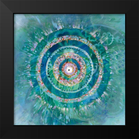 Ocean Mandala Black Modern Wood Framed Art Print by Nai, Danhui