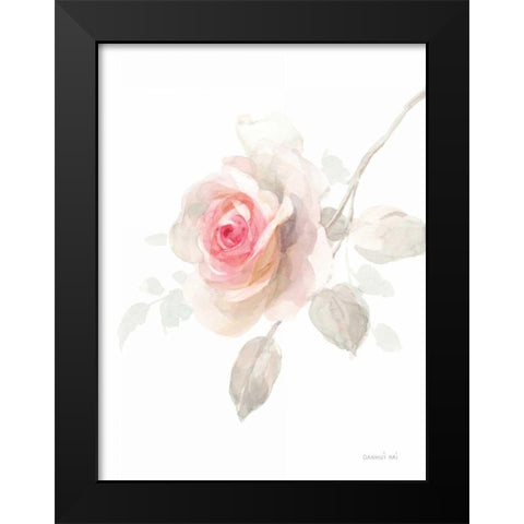 Gentle Rose II Black Modern Wood Framed Art Print by Nai, Danhui