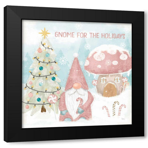 Gnome Sweet Gnome V Blush Black Modern Wood Framed Art Print by Charron, Veronique