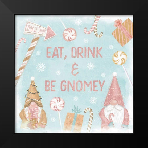 Gnome Sweet Gnome VI Blush Black Modern Wood Framed Art Print by Charron, Veronique