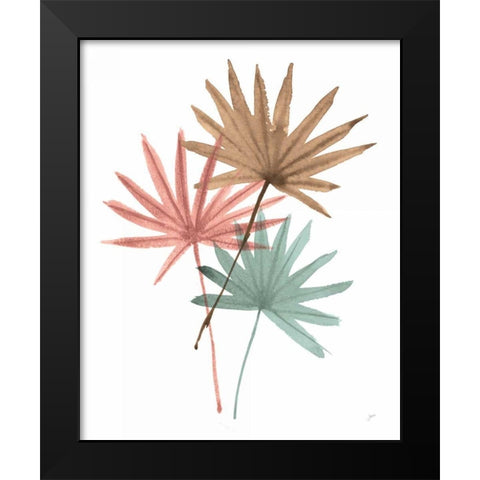 Fan Leaves Black Modern Wood Framed Art Print by Panganiban, Karyn