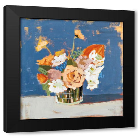 Peach and White Bouquet Black Modern Wood Framed Art Print by Munger, Pamela