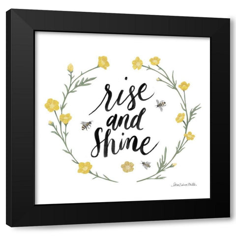 Happy to Bee Home Words IV Black Modern Wood Framed Art Print with Double Matting by Miller, Sara Zieve