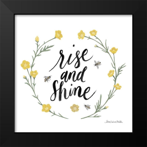 Happy to Bee Home Words IV Black Modern Wood Framed Art Print by Miller, Sara Zieve