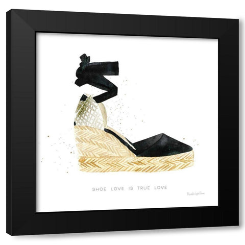 Shoe Love is True Love Black Modern Wood Framed Art Print with Double Matting by Charro, Mercedes Lopez