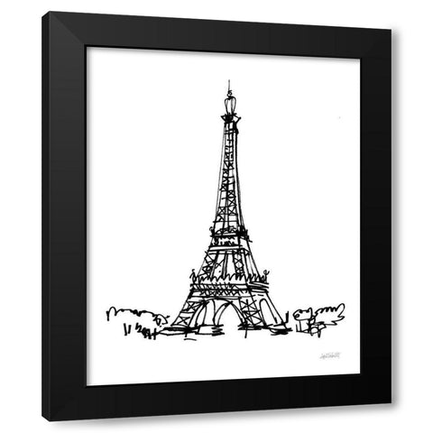 Eiffel Tower Sketch Black Modern Wood Framed Art Print by Tavoletti, Anne