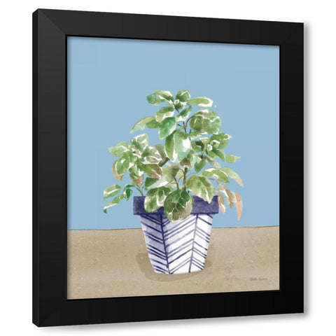 Herb Garden II White Navy Black Modern Wood Framed Art Print with Double Matting by Grove, Beth