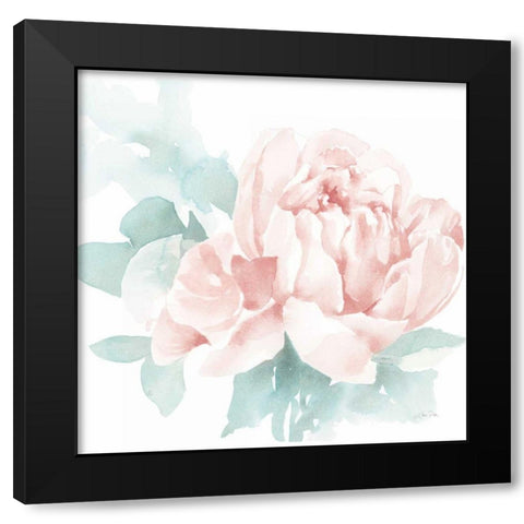 Poetic Blooming I Pink Black Modern Wood Framed Art Print by Pete, Katrina
