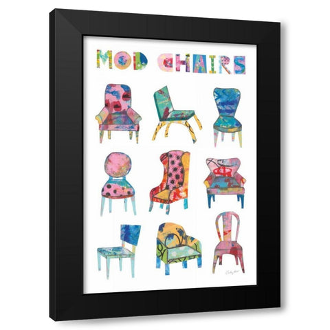 Mod Chairs Nine Up Black Modern Wood Framed Art Print by Prahl, Courtney