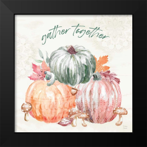 Harvest Touch V Black Modern Wood Framed Art Print by June, Dina