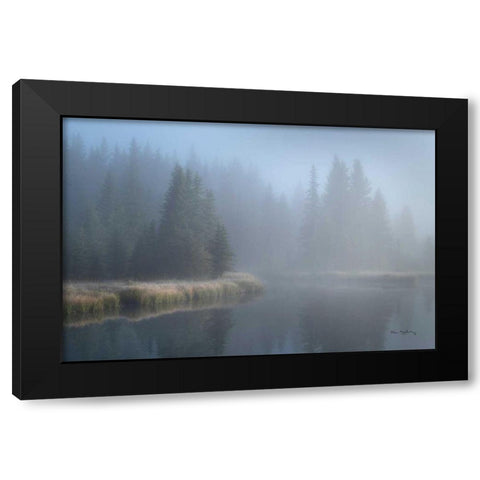 Grand Teton Lake Fog Black Modern Wood Framed Art Print by Majchrowicz, Alan