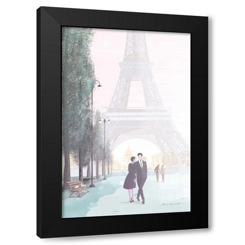 Paris Love Black Modern Wood Framed Art Print with Double Matting by Escalante, Omar