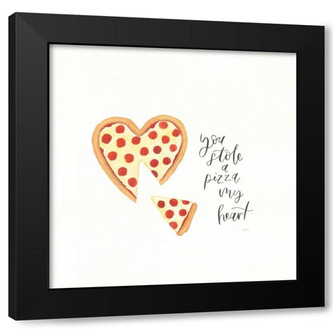 Pizza Love Black Modern Wood Framed Art Print by Jackson, Jenaya