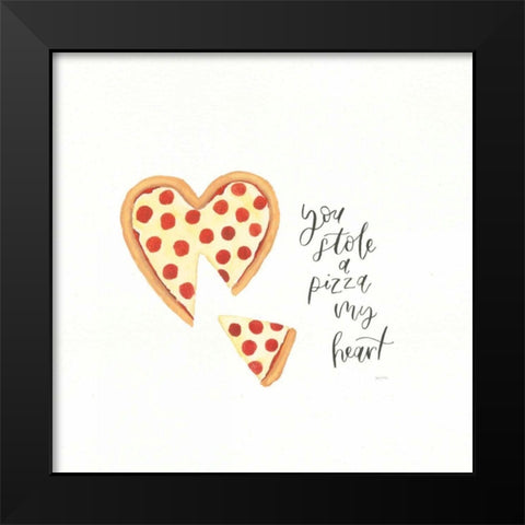 Pizza Love Black Modern Wood Framed Art Print by Jackson, Jenaya