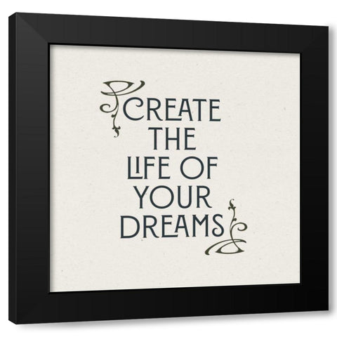 Nouveau Words I Black Modern Wood Framed Art Print by Wild Apple Portfolio