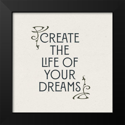 Nouveau Words I Black Modern Wood Framed Art Print by Wild Apple Portfolio