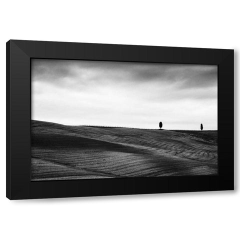 To the Horizon Black Modern Wood Framed Art Print by Aledanda