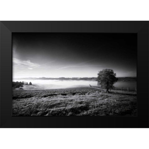 Valley Fog Black Modern Wood Framed Art Print by Aledanda