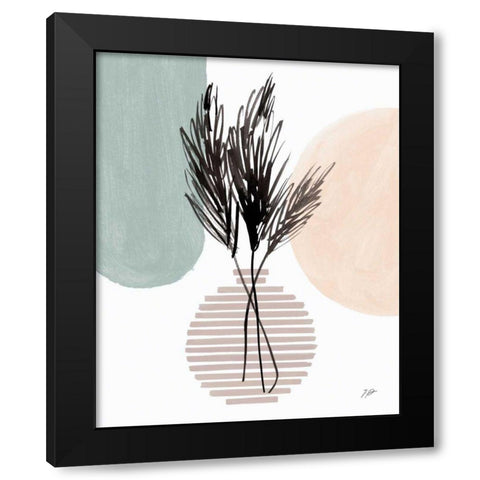 Pampas Stem Still Life Soft Coral Black Modern Wood Framed Art Print by Panganiban, Karyn