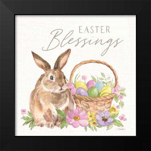 Happy Easter VI Bright Black Modern Wood Framed Art Print by Vassileva, Silvia