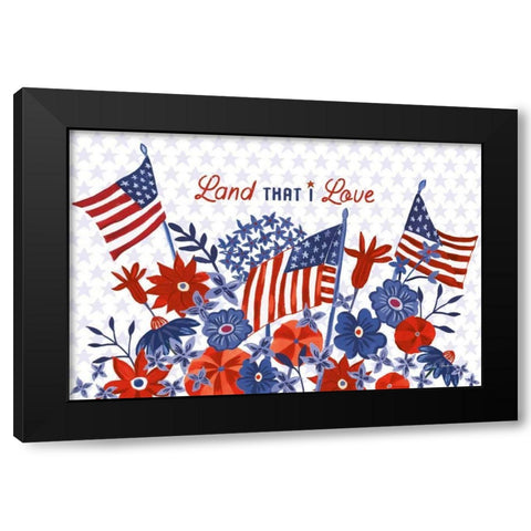 America the Beautiful I Love Black Modern Wood Framed Art Print by Zaman, Farida