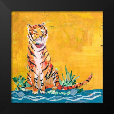 Tiger Black Modern Wood Framed Art Print by Day, Kellie