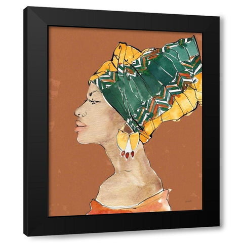 African Flair VII Earthy Black Modern Wood Framed Art Print with Double Matting by Tavoletti, Anne