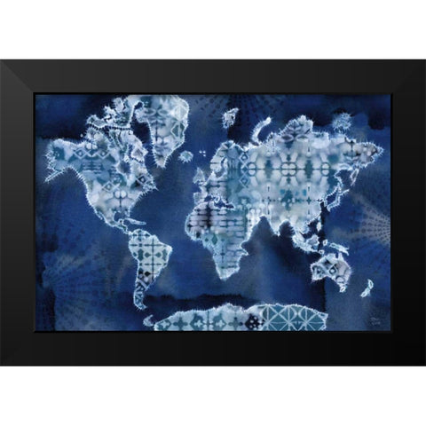 Indigo Splash I Black Modern Wood Framed Art Print by June, Dina