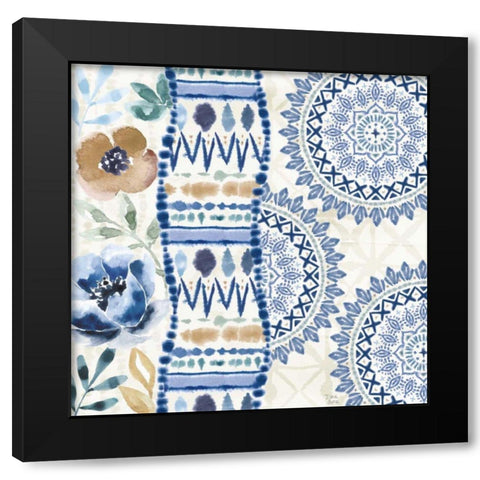 Indigo Splash VII Black Modern Wood Framed Art Print with Double Matting by June, Dina
