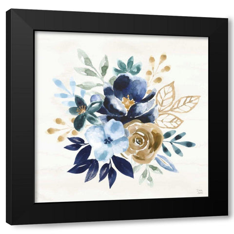 Indigo Splash X Black Modern Wood Framed Art Print with Double Matting by June, Dina