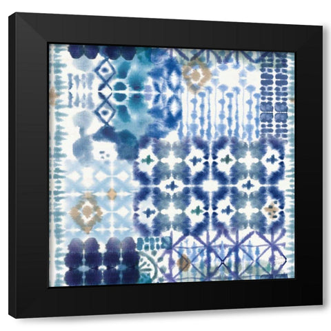 Indigo Splash Pattern V Black Modern Wood Framed Art Print with Double Matting by June, Dina