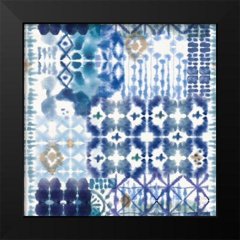 Indigo Splash Pattern V Black Modern Wood Framed Art Print by June, Dina