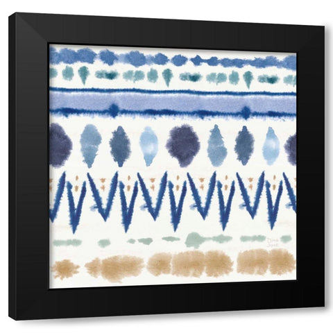 Indigo Splash Pattern VIII Black Modern Wood Framed Art Print with Double Matting by June, Dina