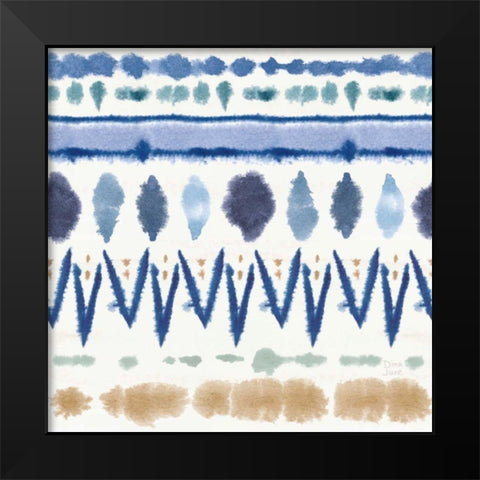 Indigo Splash Pattern VIII Black Modern Wood Framed Art Print by June, Dina