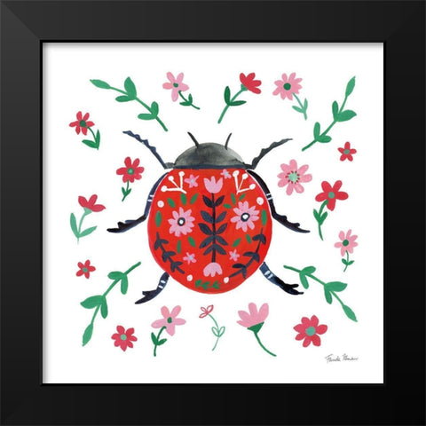 Folk Beetle I Black Modern Wood Framed Art Print by Zaman, Farida