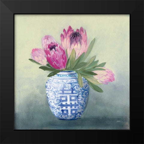 Protea Chinoiserie I Black Modern Wood Framed Art Print by Purinton, Julia