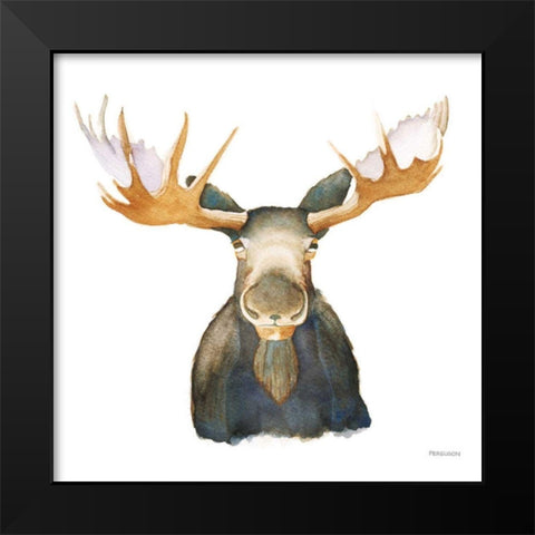 Moose Black Modern Wood Framed Art Print by Ferguson, Kathy