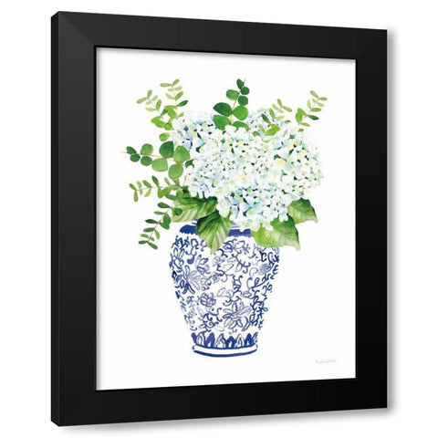 Chinoiserie Hydrangea I Black Modern Wood Framed Art Print by Charro, Mercedes Lopez