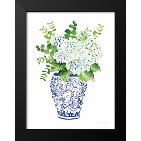 Chinoiserie Hydrangea I Black Modern Wood Framed Art Print by Charro, Mercedes Lopez